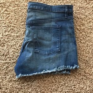 High rise midi jean shorts